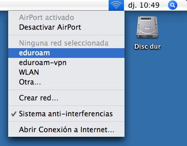 Menú de control del Airport